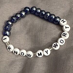 Blue and White Beaded Bracelet